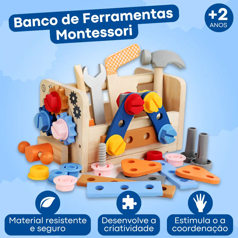 Kit Banco de Ferramentas de Madeira Montessori