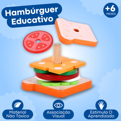 Brinquedo Madeira Hambúrguer Educativo