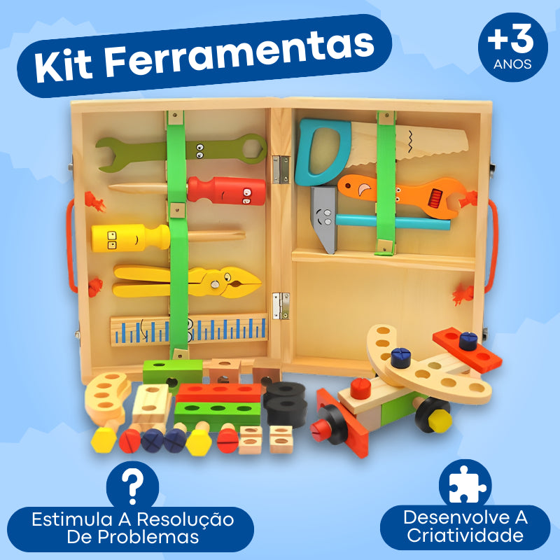 Kit Caixa De Ferramentas De Madeira Montessori