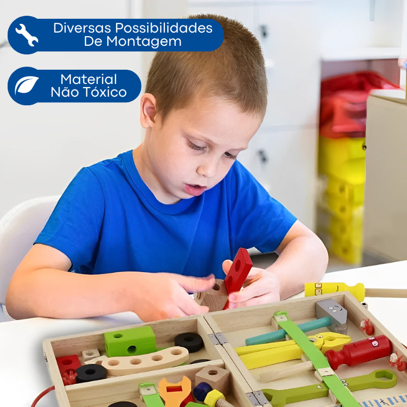 Kit Caixa De Ferramentas De Madeira Montessori