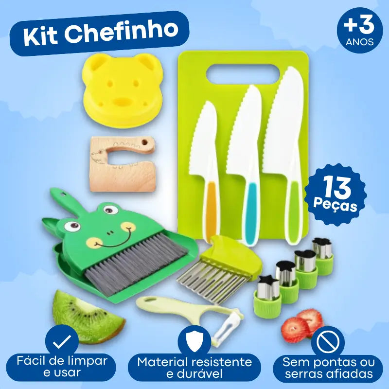 Kit Chefinho - Utensílios de Cozinha Montessori 13 Peças